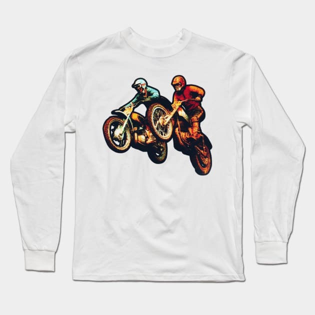 Motorcycle Shirt Vintage Race Long Sleeve T-Shirt by TommySniderArt